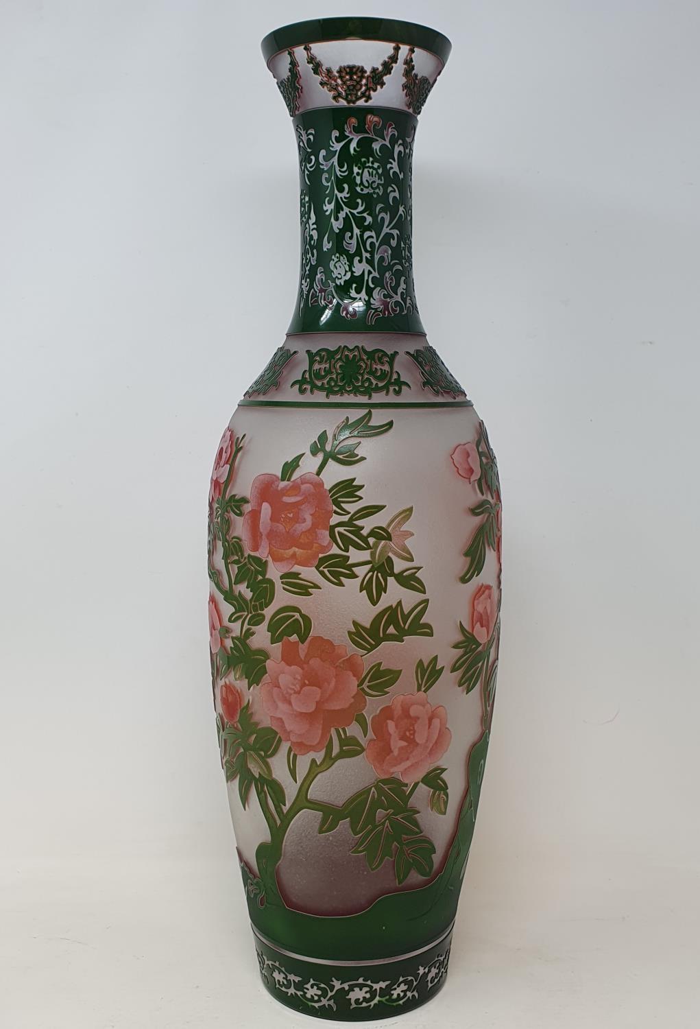 A Peking style overlaid glass vase, 47 cm high Report by RB Modern JS Report Modern copy, Overall - Image 3 of 5