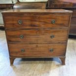 A 19th century mahogany chest of three drawers 92 cm wide
