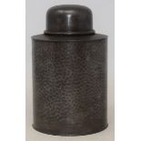 A Cornish pewter tea caddy and cover, impressed marks to base, 19 cm high See images . Light ware