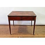 An Edwardian mahogany library table, on square tapering legs, 92 cm wide