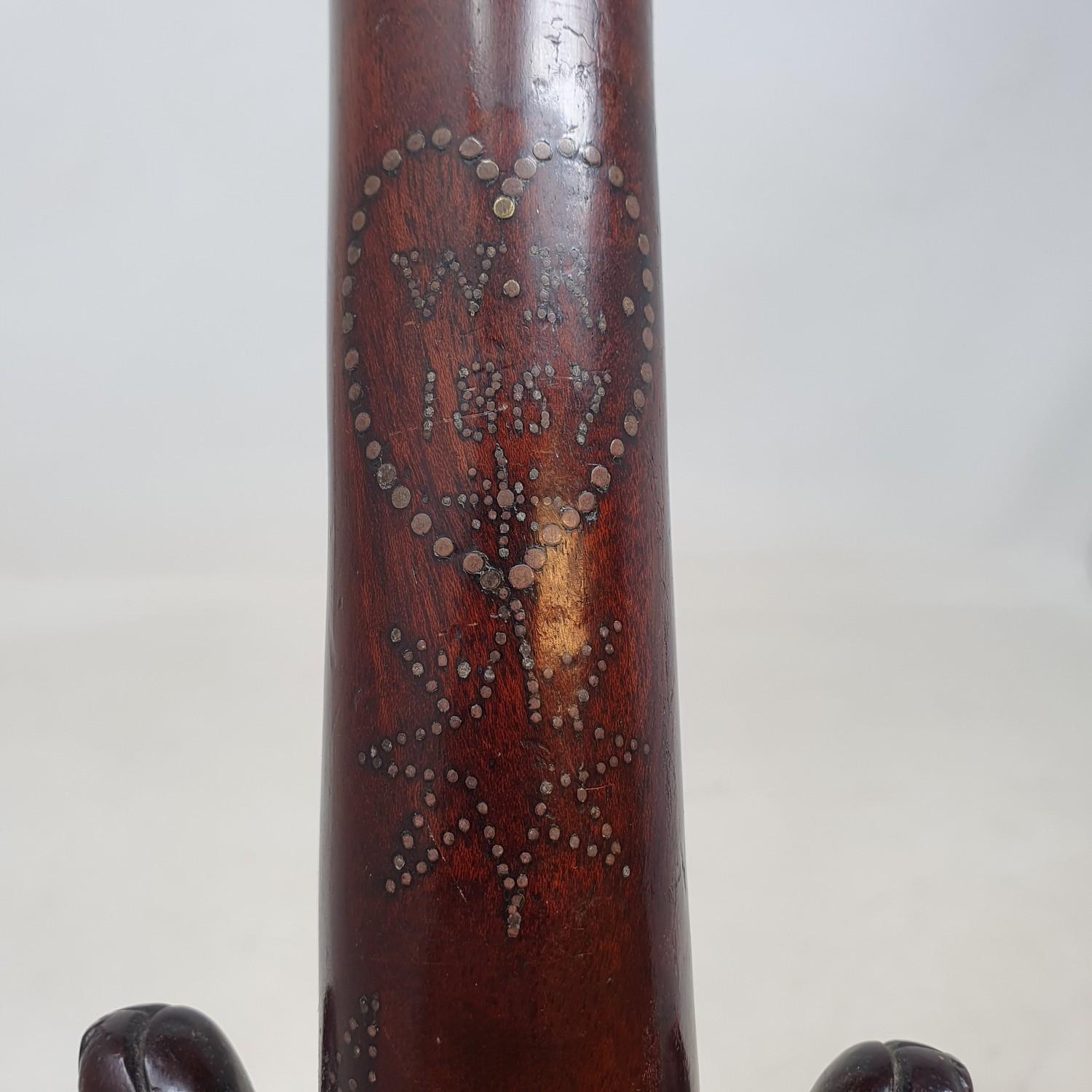 A 19th century one piece hardwood folk art walking stick, with dogs head handle, and shaft carved - Image 2 of 7