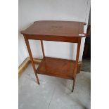 An Edwardian painted satinwood two tier occasional table, 54 cm wide 72 cm high