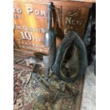 A Victorian yoke, a pair of horse hames, and a horse collar (4)