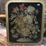 A Victorian Berlin work style needlework panel, decorated a vase of flowers, 77.5 x 62.5 cm, framed