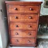 A Victorian mahogany pedestal chest, of five drawers, 88 cm wide x 135.5 cm high