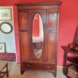 An Edwardian inlaid mahogany wardrobe, 115 cm wide