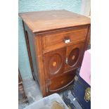 An Edwardian gramophone cabinet, in an inlaid mahogany case, 54 cm wide