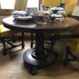 An early Victorian mahogany centre table, on a platform base 102 cm diameter