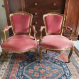 Two similar French style armchairs