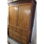 A 19th century mahogany linen press, adapted for hanging, 132 cm wide x 203 cm high