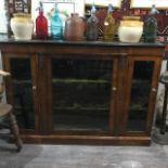 An inlaid walnut display cabinet, adapted from a Victorian pier cabinet, 136 cm wide