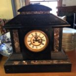 A Victorian black slate mantle clock, 48.5 cm high