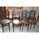 A matched set of eight bentwood chairs