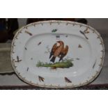 A porcelain plate, painted a bird, small crack, 27 cm wide, and other ceramics