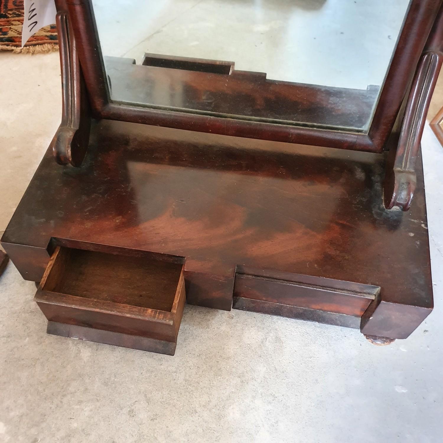 A hanging corner cupboard, with red chinoiserie decoration, 58 cm wide, and a Victorian mahogany - Image 2 of 3