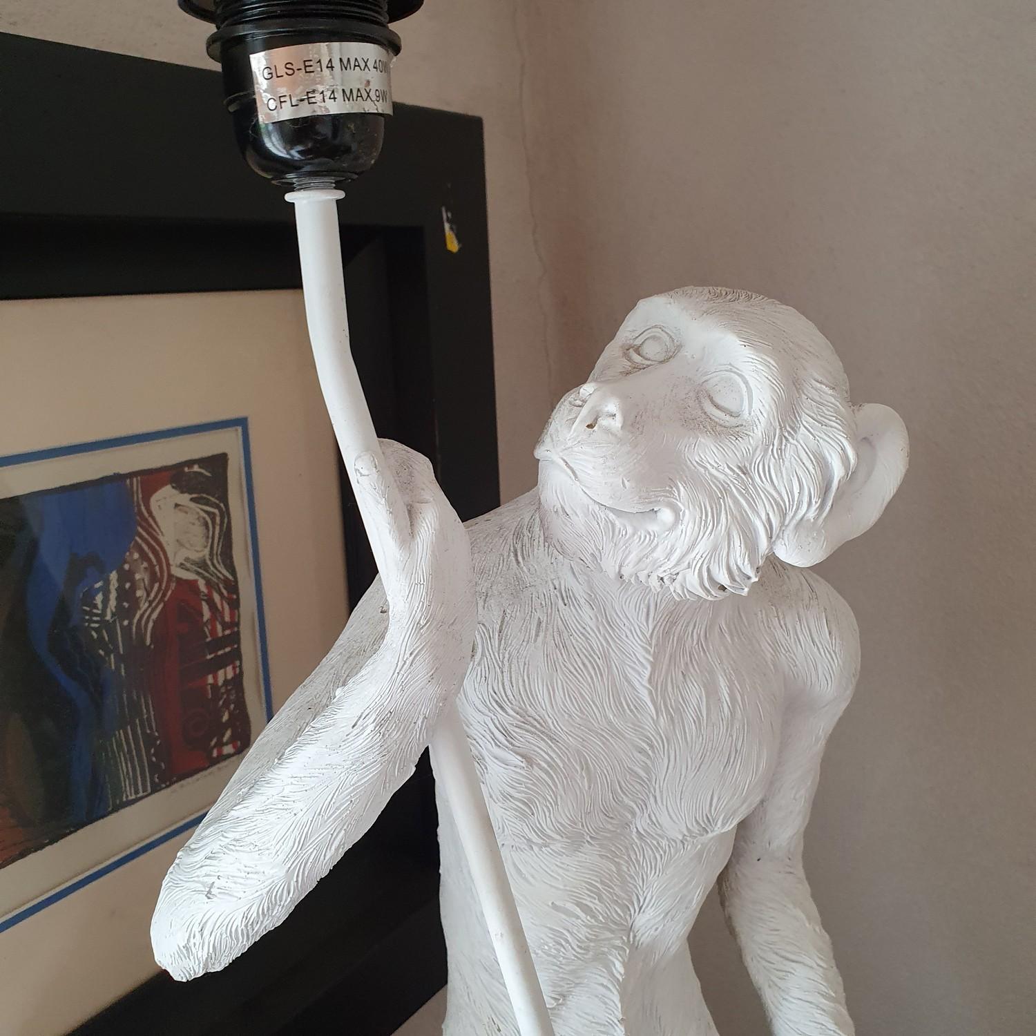 A pair of perspex lamps, a monkey lamp, and a brass lamp (4) - Image 3 of 3