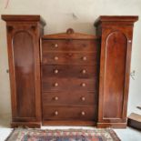 A Victorian mahogany wardrobe, incorporating drawers, 213 cm wide x 193 cm high