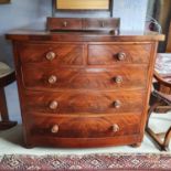 A Victorian bow front mahogany chest of five drawers, 120 cm wide