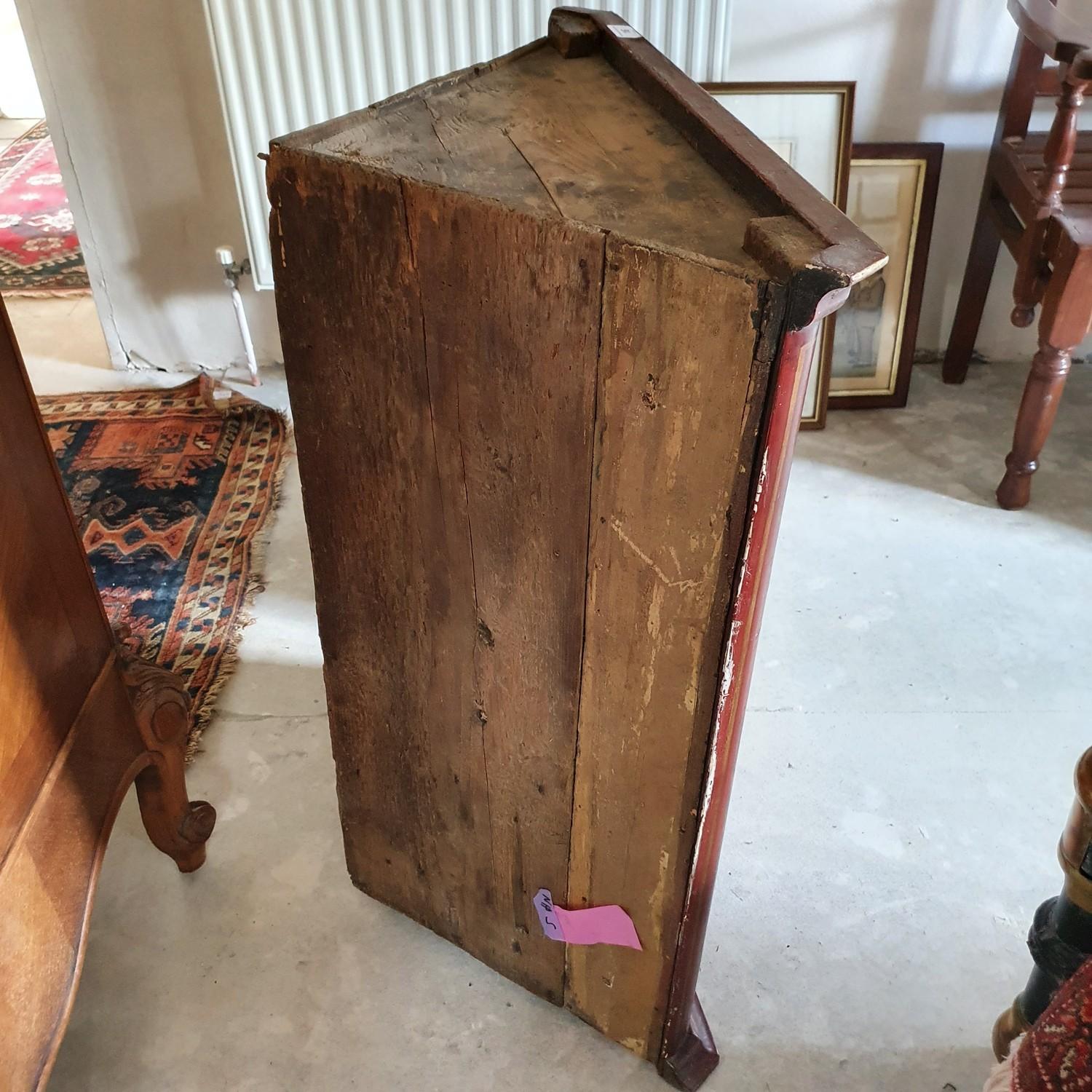 A hanging corner cupboard, with red chinoiserie decoration, 58 cm wide, and a Victorian mahogany - Image 3 of 3