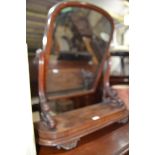 A Victorian mahogany dressing mirror, 74 cm wide, and a small painted cabinet, 33 cm wide (2)