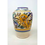 A Poole Carter Stabler Adams vase, horizontal bands of floral decoration, impressed mark to base,