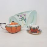 A Shelley tea set and Carltonware bowl (box) Inventory: 3 cups, 6 saucers, 5 side plates, 1 twin