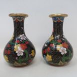 A pair of cloisonné vases, 10 cm high