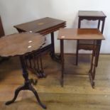 An early 20th century nest of three mahogany tables, a wine table, a side table, and a washstand (4)