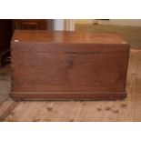 A teak trunk, 92 cm wide Report by RB The top has several ring stain marks, there is also a split