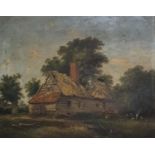 English school, 19th century, landscape with derelict farm building, oil on canvas, 39 x 49 cm