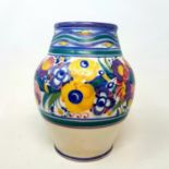 A Poole Carter Stabler Adams vase, horizontal bands of floral decoration, impressed mark to base,