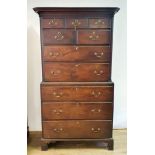 A 19th century mahogany chest on chest, having five short and two long drawers above the base with