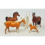 A Beswick Connemara Pony, Terese of Leam, 1641, a mare and foal and two other ponies (5)