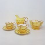 A Victorian yellow ground tea set, other ceramics and glass (4 boxes)