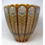 A Linthorpe Pottery jardiniere, decorated with stylised flowers, impressed mark to base, numbered