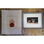 Clive Eastland, still life apples and bowl, pastel, signed, 13 x 20 cm and D Smith, limited