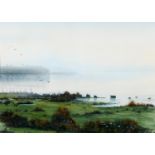 C M Blackmore, early morning on Lough Erne, watercolour, 34 x 46 cm