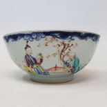 A Chinese famile rose bowl, decorated with figures, 20 cm diameter no visible cracks, a few very