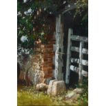 Richard Tanner, garden gate, pastel, signed, 47 x 32 cm