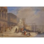 After William Callow (1812-1908), Venice scene with figures, printed and published by G Rowney & Co,