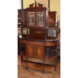 A 19th century rosewood sideboard, with two mirror doors and shelves, the base with a drawer and two