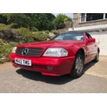 A 1995 Mercedes-Benz 280SL Registration number M642 TMG V5C MOT expires February 2021 Red with a