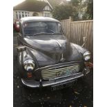 A 1968 Morris Minor 1000 Registration number BOO 712F Rose Taupe with a red interior