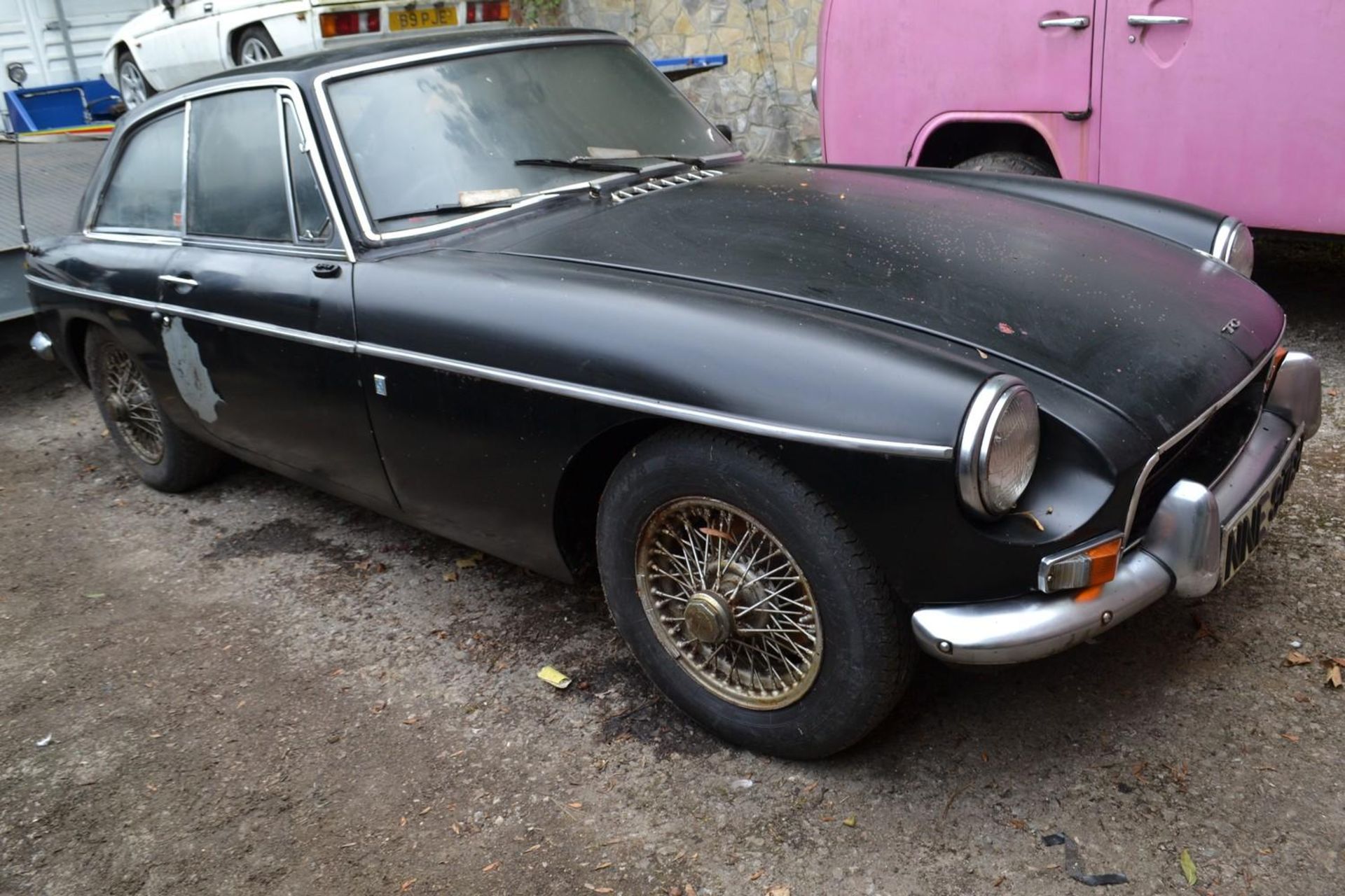 A 1969 MGB GT Registration number NNE 976H Black, originally red Wire wheels No documents or keys