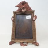 A painted bronze photograph frame, mounted with a ginger cat, 25 cm high Report by RB Modern