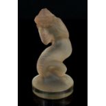 René Lalique, Naiade, large mermaid, sepia glass mascot No. 832, signed R Lalique to the side of the