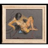 Franklin White (British, 1892-1975), seated nude, mixed media, signed, 24 x 29 cm