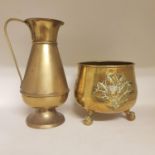 A brass jug and other brass ware (box)