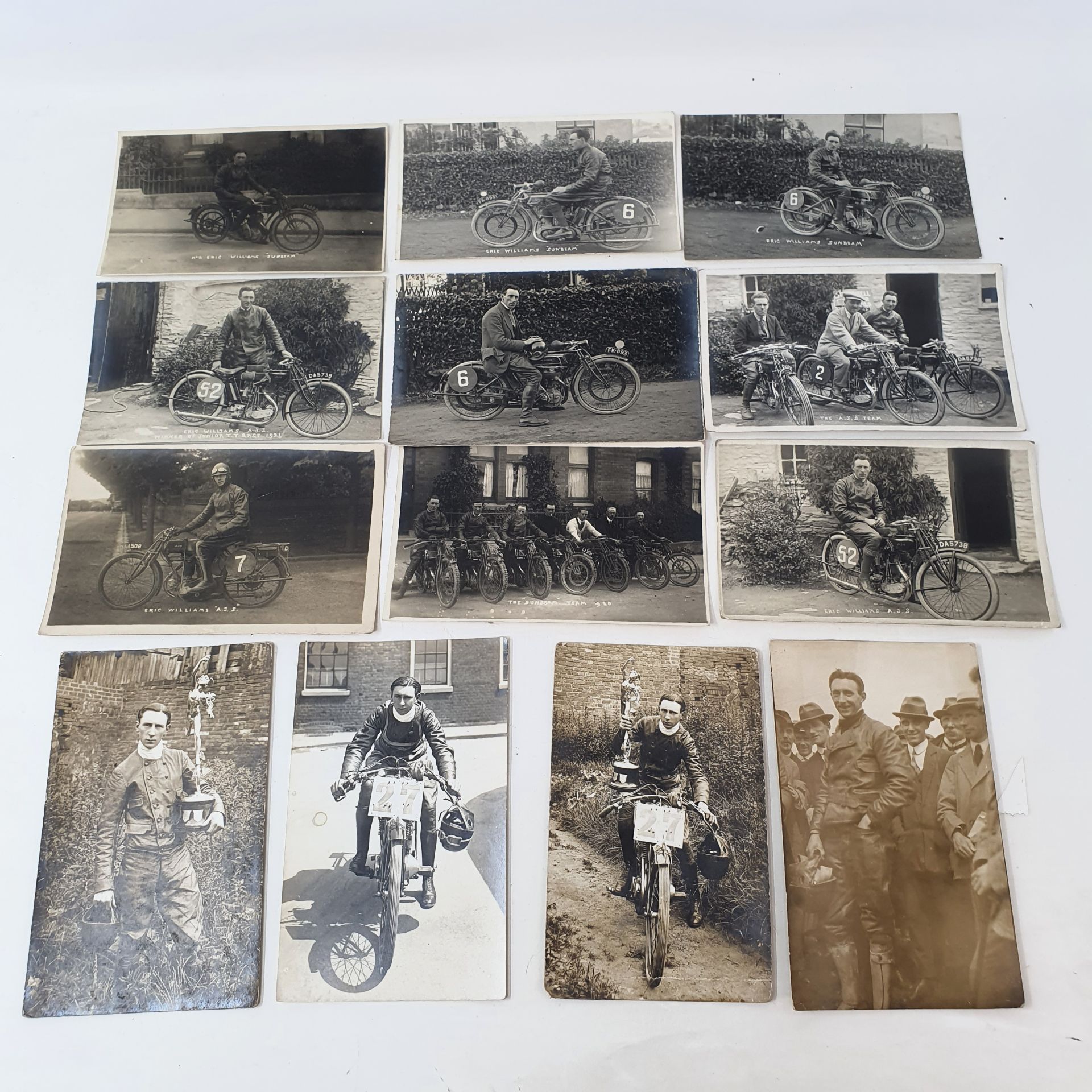 A small group of photographic postcards, including Eric Williams and The Sunbeam TT Provenance: