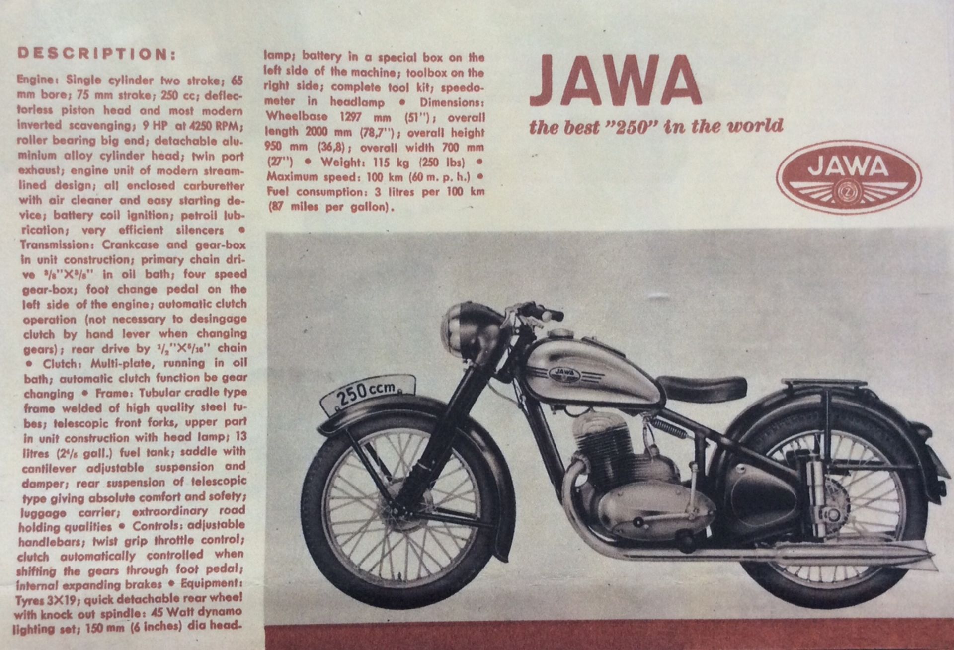 A 1949 Jawa Perek Type 11 Registration number YXS 475 Frame number 38433 Engine number 11-38433-49 - Image 3 of 7